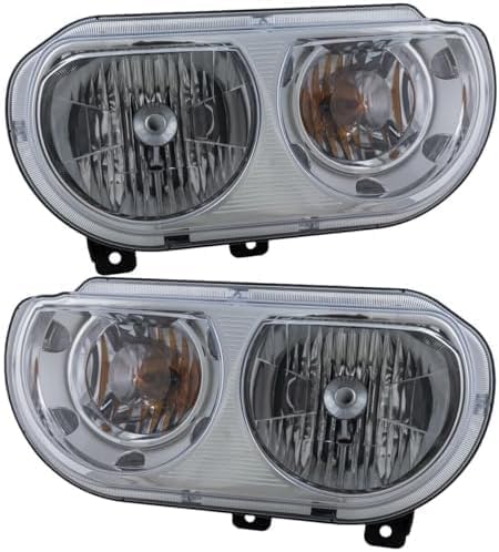 Set Of 2 Front Headlight Assembly Right Passenger & Left Driver Side Direct Replacement Compatible With 2008-2014 Dodge Challenger CH2519137 CH2518137 5028776AA 5028777AA