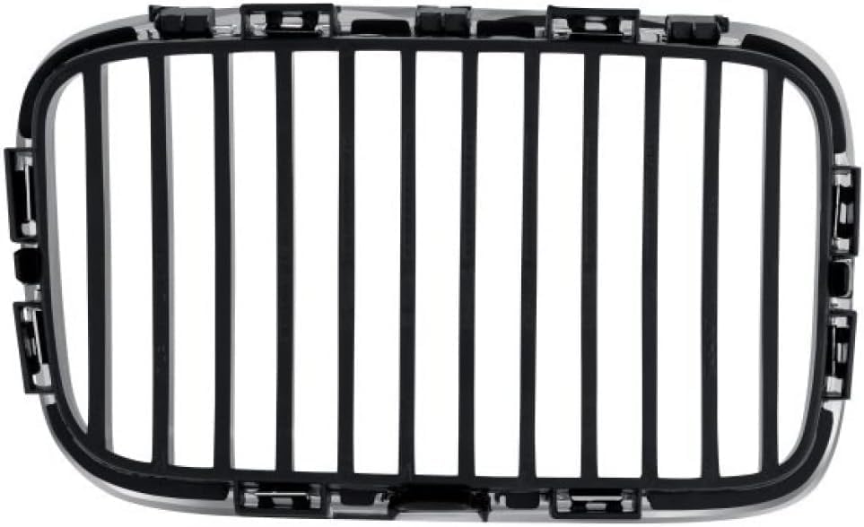 Front Grille Chrome Shell With Black Insert Left Driver Side Direct Replacement Compatible With 1992-1996 BMW 3-Series BM1200113 51138122237