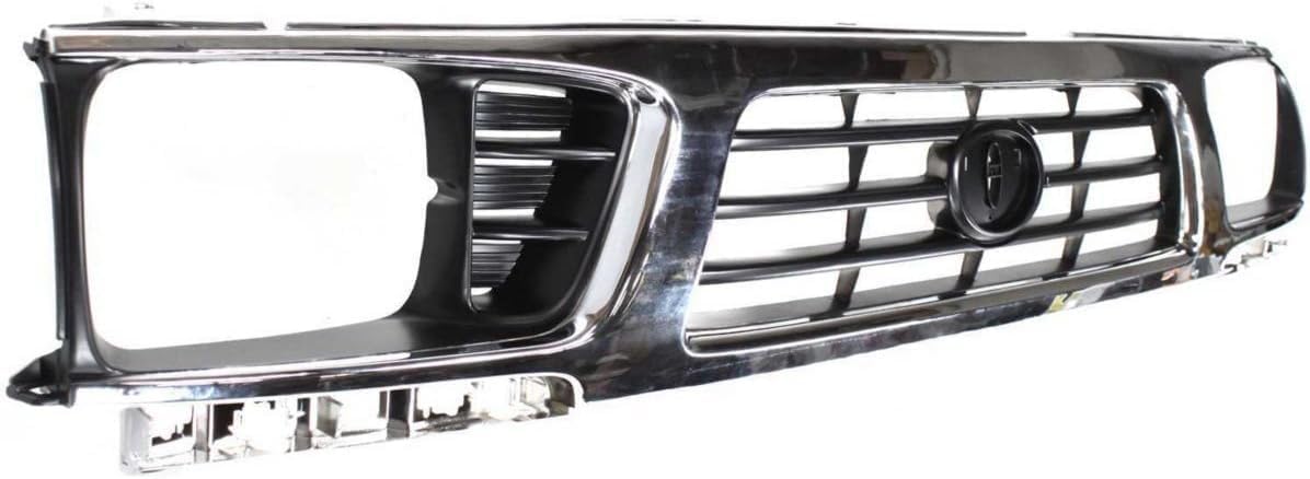 Front Grille Chrome Shell/Painted Black Insert Direct Replacement Compatible With 1995-1997 Toyota Tacoma TO1200197 5310035340