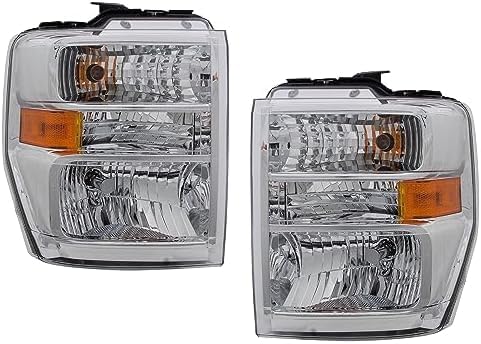 Front Bumper + Grille Chrome Shell & Insert + Lower Valance Textured + Head Lights Left Driver And Right Passenger Side Direct Replacement Compatible With 2008-2019 Ford Econoline Van