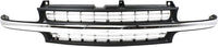 Front Grille Cross Bar Insert With Chrome Center-Bar + Head Lights + Park Lamps Right & Left Side Direct Replacement Compatible With Chevy Silverado 1999-02 / Tahoe/Suburban 2000-06