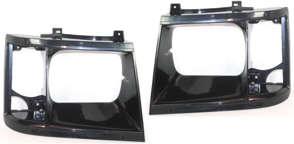 Set Of 2 Front Headlight Bezel Without Trim Black Left Driver & Right Passenger Side Direct Replacement Compatible With 1985-1994 Chevrolet Astro/GMC Safari GM2513115 GM2512114