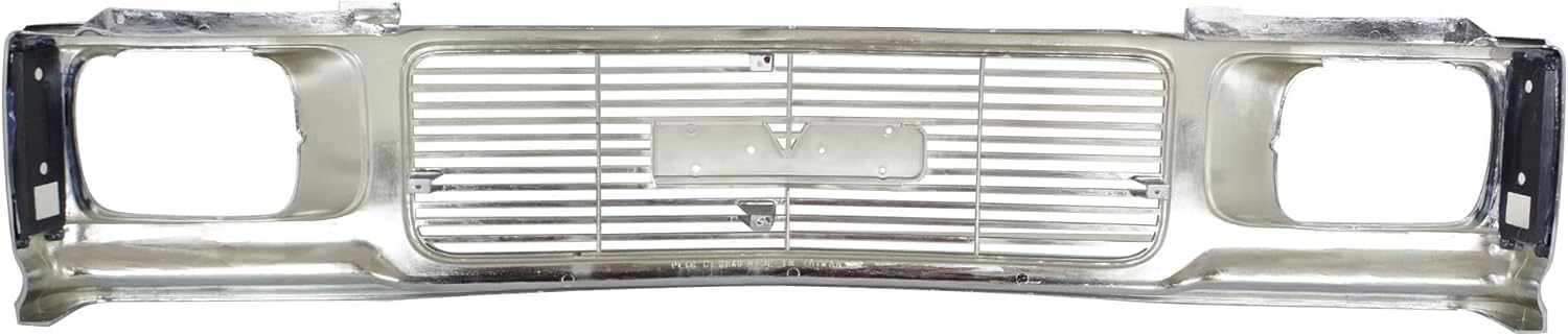 Front Grille Assembly Chrome Shell And Painted Gray Insert With Headlight Holes & Emblem Provision Direct Replacement Compatible With 1992-1994 GMC Jimmy / 1991-1993 Sonoma GM1200346