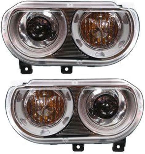 Set Of 2 Front Head Light Lens And Housing Right Passenger & Left Driver Side Direct Replacement Compatible With 2008-2014 Dodge Challenger CH2503219 CH2502219 5028778AB 5028779AB