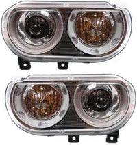 Set Of 2 Front Head Light Lens And Housing Right Passenger & Left Driver Side Direct Replacement Compatible With 2008-2014 Dodge Challenger CH2503219 CH2502219 5028778AB 5028779AB