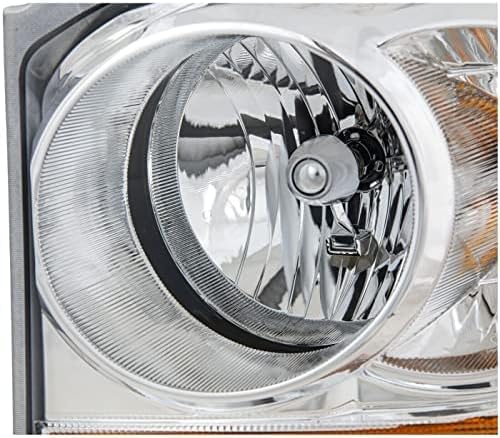Set of 2 Front Headlight Assembly Interior Chrome Right Passenger & Left Driver Side Direct Replacement Compatible With 2004-2005 Dodge Durango CH2502147 CH2503147 55077721AD