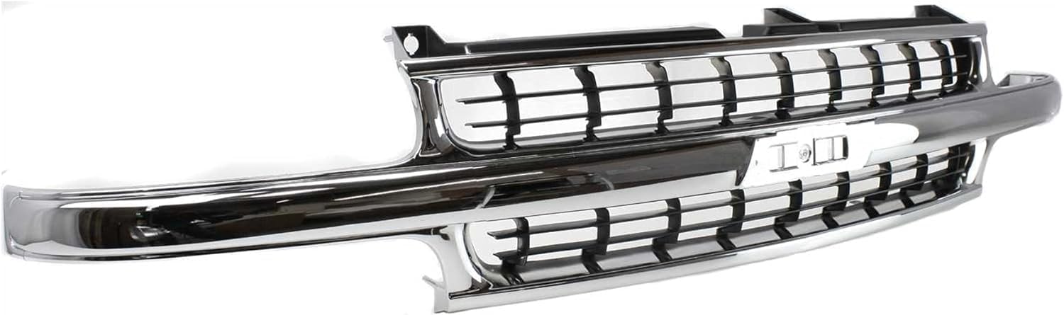 Front Grille Chrome Shell With Cross Bar Insert Direct Replacement Compatible With 2000-2006 Chevrolet Tahoe/Chevrolet Suburban GM1200442 88968934