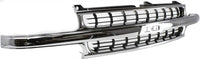 Front Grille Chrome Shell With Cross Bar Insert Direct Replacement Compatible With 2000-2006 Chevrolet Tahoe/Chevrolet Suburban GM1200442 88968934