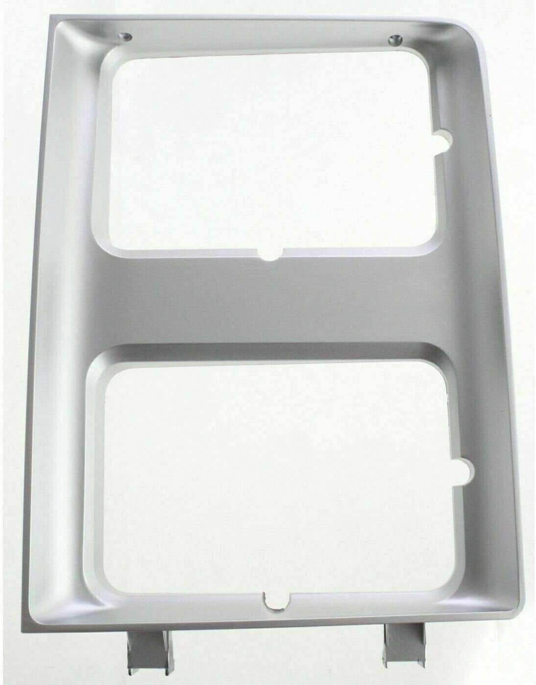 Front Bumper Chrome Without Impact Strip + Grille Silver Shell And Insert + Headlamp Bezels Right & Left Side Direct Replacement Compatible With Chevrolet/GMC C/K-Series 1985-1987