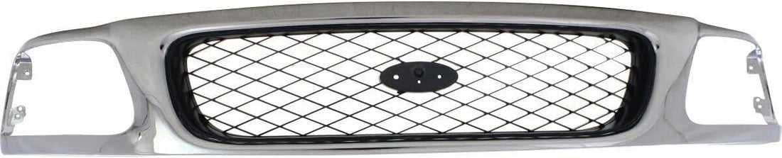 Front Grille Mesh Chrome Shell With Black Insert With Headlight Holes And Emblem Provision Direct Replacement Compatible With 1997-1998 Ford F-150 / F-250 FO1200380 F65Z8200AAN
