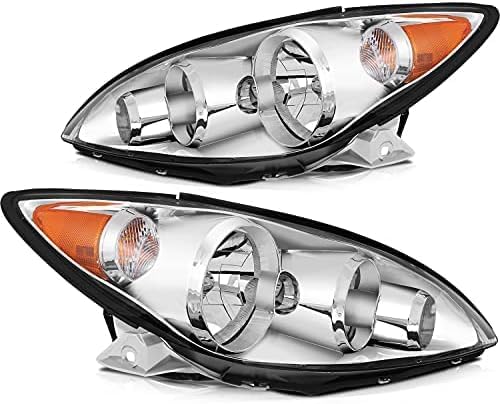 Set Of 2 Front Head Light Assembly Plastic Left Driver & Right Passenger Side Direct Replacement Compatible With 2005-2006 Toyota Camry TO2502155 TO2503155 8115006180 8111006180