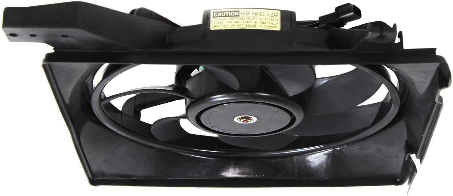 Front Radiator Cooling Fan Assembly Direct Replacement Compatible With 2001-2006 Hyundai Elantra / 2003-2008 Tiburon HY3115105 253502D001