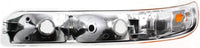 Front Grille Cross Bar Insert With Chrome Center-Bar + Head Lights + Park Lamps Right & Left Side Direct Replacement Compatible With Chevy Silverado 1999-02 / Tahoe/Suburban 2000-06