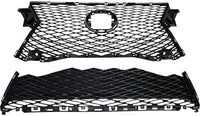Front Upper & Lower Grille Shell And Insert Plastic Direct Replacement Compatible With 2016-2018 Lexus RX450h / 2016-2019 RX350 LX1200183 LX1200185 531110E210 531120E160