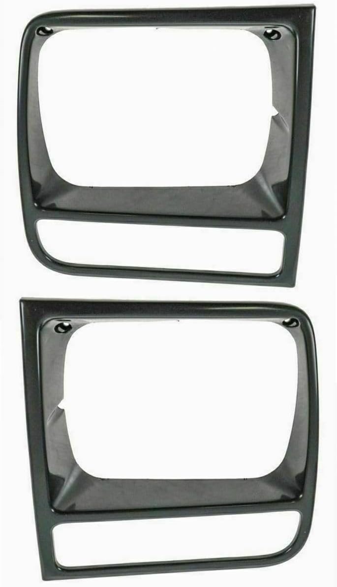Front Bumper Upper Grille + Head Lamp Door Bezel Primed Left Driver & Right Passenger Side Direct Replacement Compatible With 1997-2001 Jeep Cherokee CH1200208 CH2512157 CH2513157
