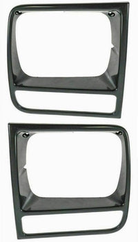 Front Bumper Upper Grille + Head Lamp Door Bezel Primed Left Driver & Right Passenger Side Direct Replacement Compatible With 1997-2001 Jeep Cherokee CH1200208 CH2512157 CH2513157