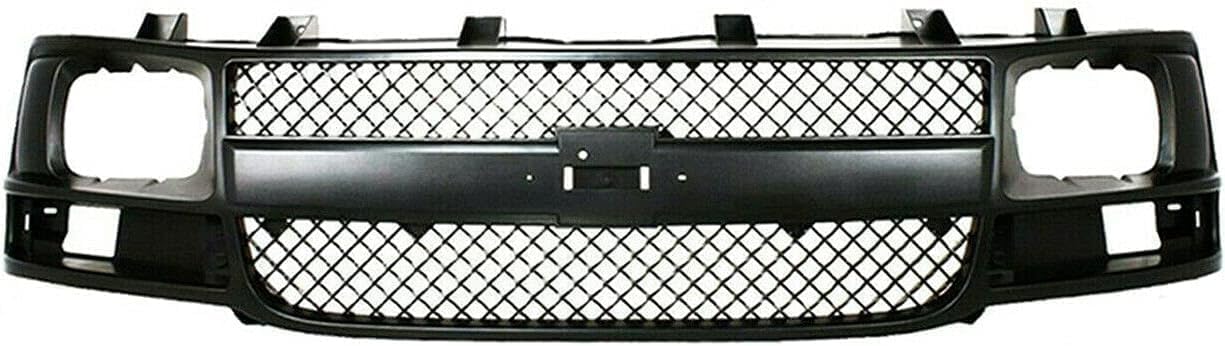 Front Bumper Primed + Upper Cover Textured + Grille Plastic + Set Of 2 Bracket Left & Right Side Direct Replacement Compatible with Chevrolet Express/GMC Savana 2003-2017