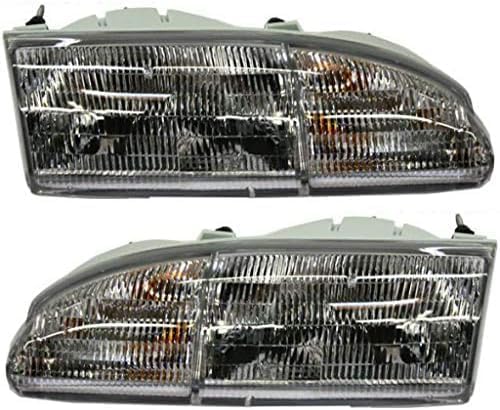 Set Of 2 Front Headlights Assembly Right Passenger & Left Driver Side Direct Replacement Compatible With 1994-1995 Ford Thunderbird FO2502128 FO2503128 F4SZ13008B F4SZ13008A