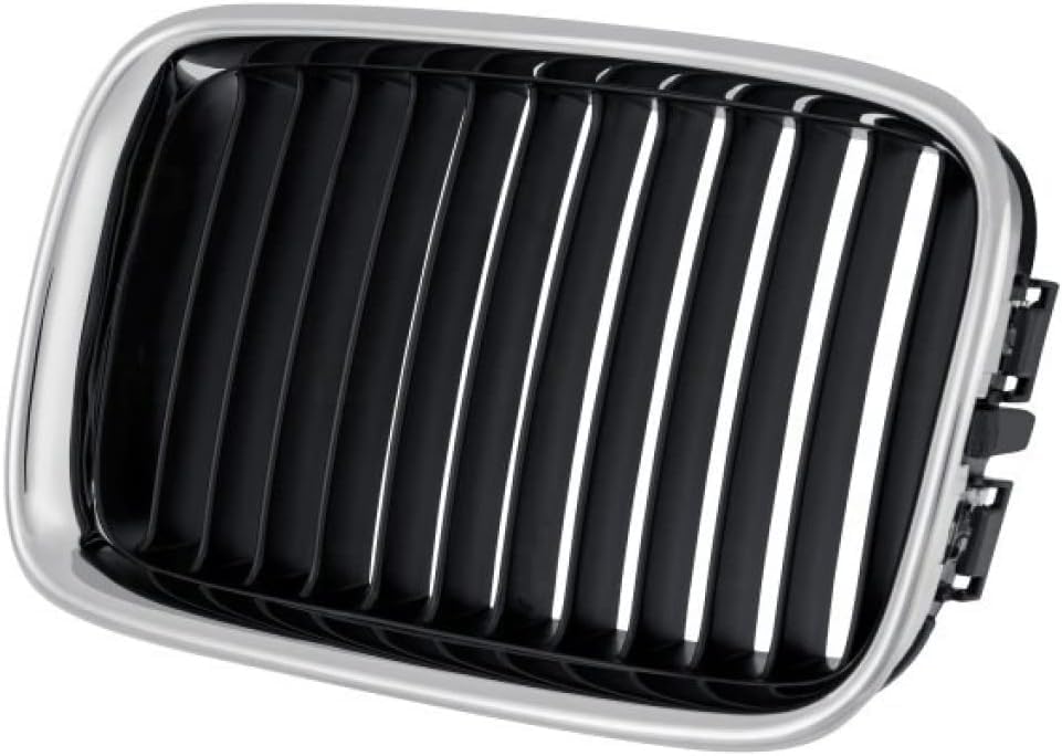 Front Grille Chrome Shell With Black Insert Left Driver Side Direct Replacement Compatible With 1992-1996 BMW 3-Series BM1200113 51138122237