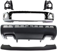 Front Bumper Face Bar Chrome Steel + Upper Cover + Lower Valance Panel + Mounting Arm Brackets Left & Right Side Direct Replacement Compatible With 2010-2013 Toyota Tundra TO1002182