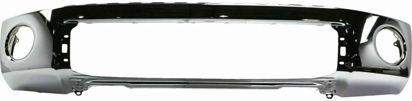 AUTOS PARTS PLUS Front Bumper Face Bar Chrome Steel Without Park Assist Sensor Holes + Upper Cover Primed + Lower Valance Panel Textured Direct Replacement Compatible With 2010-2013 Toyota Tundra