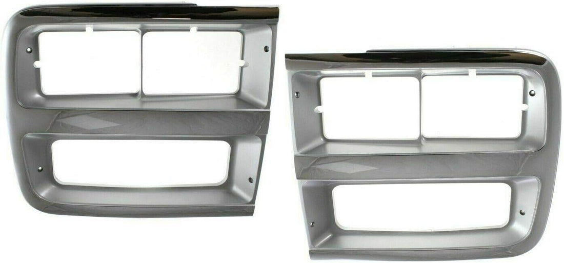 AUTOS PARTS PLUS Set Of 2 Front Headlight Door Bezel Chrome Left Driver & Right Passenger Side Direct Replacement Compatible With 1992-1996 Chevrolet G-Series Van GM2513187 GM2512187 15685966 15685965
