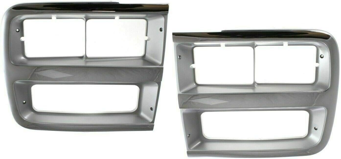 AUTOS PARTS PLUS Set Of 2 Front Headlight Door Bezel Chrome Left Driver & Right Passenger Side Direct Replacement Compatible With 1992-1996 Chevrolet G-Series Van GM2513187 GM2512187 15685966 15685965