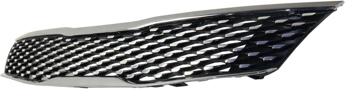 Front Grille Primed Shall And Insert With Smoked Black Molding Direct Replacement Compatible With 2016-2018 Kia Optima KI1200188 86350D5010