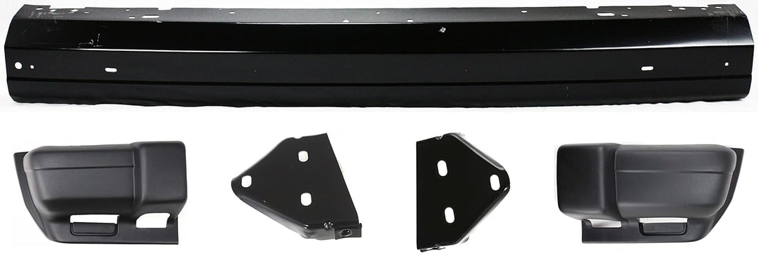 Front Bumper Face Bar Primed + End Caps Textured + Mounting Brackets Left Driver & Right Passenger Side Direct Replacement Compatible With 1997-2001 Jeep Cherokee CH1004126 CH1005126