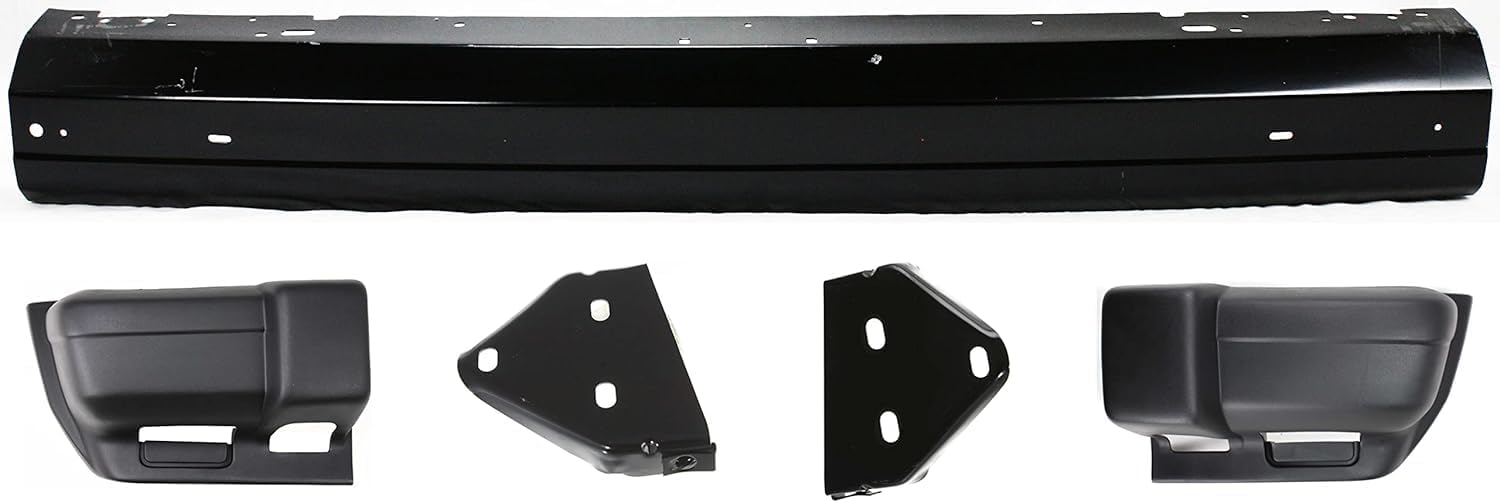 Front Bumper Face Bar Primed + End Caps Textured + Mounting Brackets Left Driver & Right Passenger Side Direct Replacement Compatible With 1997-2001 Jeep Cherokee CH1004126 CH1005126