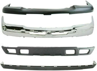Front Bumper Chrome Steel + Upper Cover + Lower Valance + Extension Textured Direct Replacement Compatible With 2003-2006 Chevrolet Silverado 1500 GM1051110 GM1002416 GM1092200