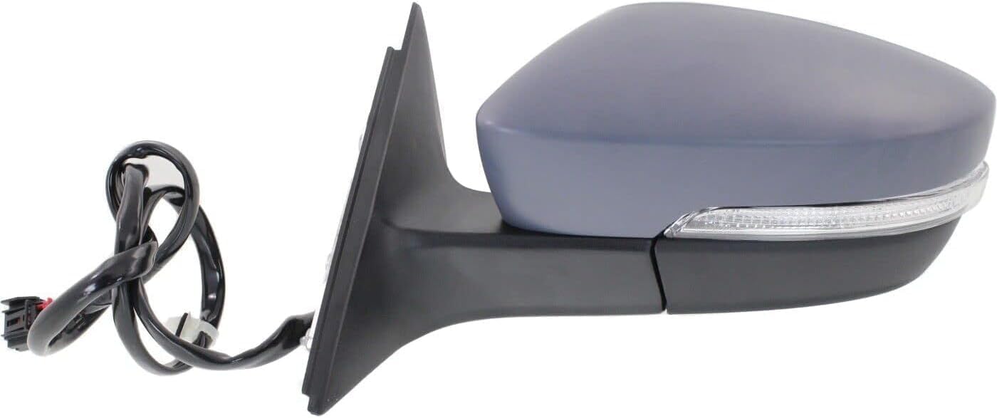 Set Of 2 Front Power Mirror Manual Folding Heated Primed Plastic Left Driver & Right Passenger Side Direct Replacement Compatible With 2012-2015 Volkswagen Passat VW1321145 VW1320145