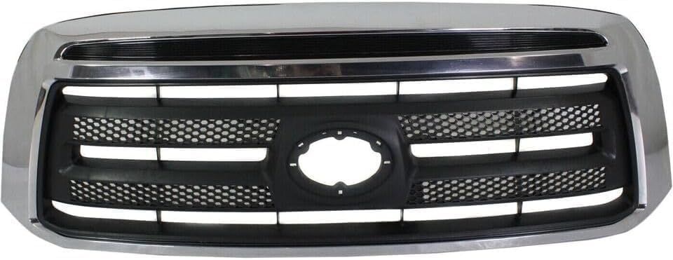 Front Bumper Face Bar Chrome Steel + Upper Cover Primed + Lower Valance Panel Textured + Grille Assembly Direct Replacement Compatible With 2010-2013 Toyota Tundra TO1002182 TO1200337