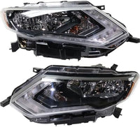 Set Of 2 Front Headlight Assembly Halogen Left Driver & Right Passenger Side Direct Replacement Compatible With 2017-2020 Nissan Rogue NI2502254 NI2503254 260606FL0A 260106FL0A