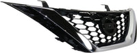 Front Grille Chrome Shell with Gloss Black Insert Direct Replacement Compatible With 2016-2019 Nissan Sentra NI1200279 623103YU0D 623103YU0A