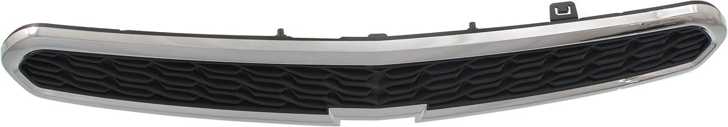 Front Upper Grille Chrome Shell With Textured Black Insert Direct Replacement Compatible With 2013-2015 Chevrolet Spark GM1200657 95078754