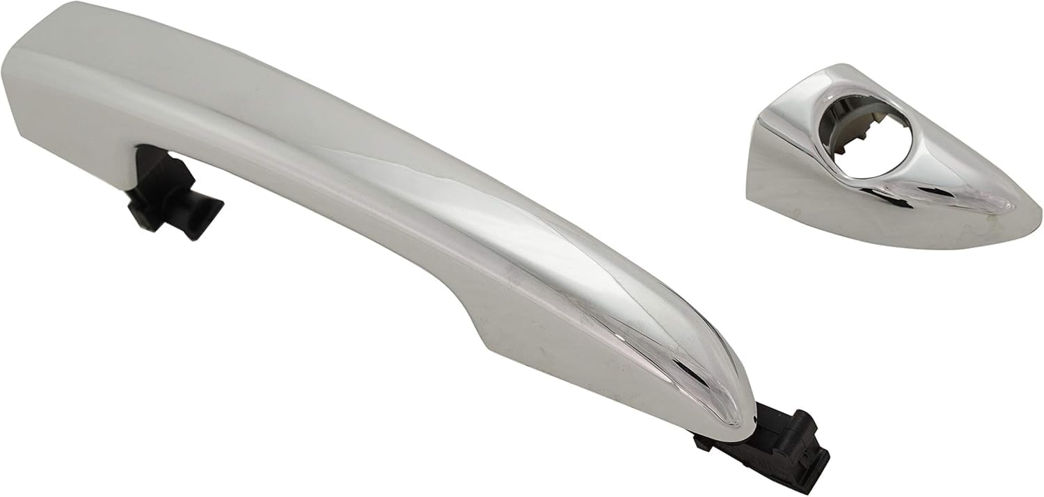 Front Exterior Door Handle Chrome Left Driver Side with Cover and Keyhole Direct Replacement Compatible with 2015-2019 Hyundai Sonata 82651C1110 82652C1010