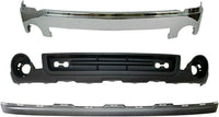 Front Bumper Chrome Steel + Lower Valance Air Deflector + Extension Textured Direct Replacement Compatible With GMC Sierra 1500 2007-2013 GM1015100 GM1002833 GM1092211 15901505