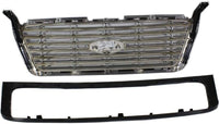 Front Grille Primed Shell And Chrome Billet Style Bar Insert Direct Replacement Compatible With 2006-2008 Ford F-150 FO1200517 6L3Z8200APTM