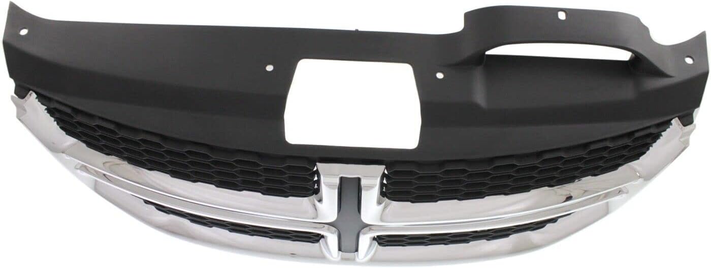 Front Grille Textured Black Shell And Insert/With Chrome Molding Without Fog Lights Direct Replacement Compatible With 2011-2020 Dodge Journey CH1200362 1SU84SZ0AC