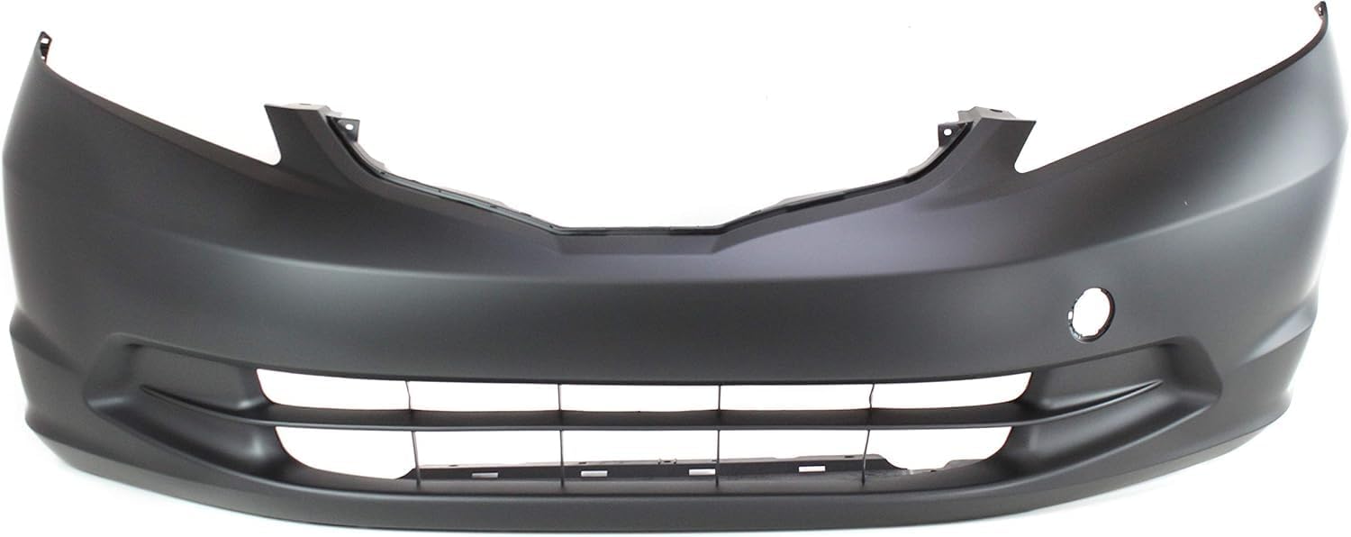 Front Bumper Cover Primed Plastic + Grille Textured Direct Replacement Compatible With 2009-2014 Honda Fit