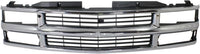 Front Grille Chrome Shell & Insert With Dual Beam Headlamp Direct Replacement Compatible With 1994-2000 Chevrolet / 1994-1999 Suburban C/K Series GM1200238 15981106