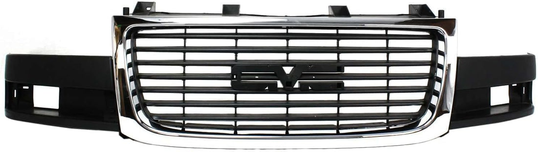 Front Grille Chrome Shell/Painted Black Insert Direct Replacement Compatible With 2003-2023 GMC Savana 1500 2500 3500 GM1200532 84689071