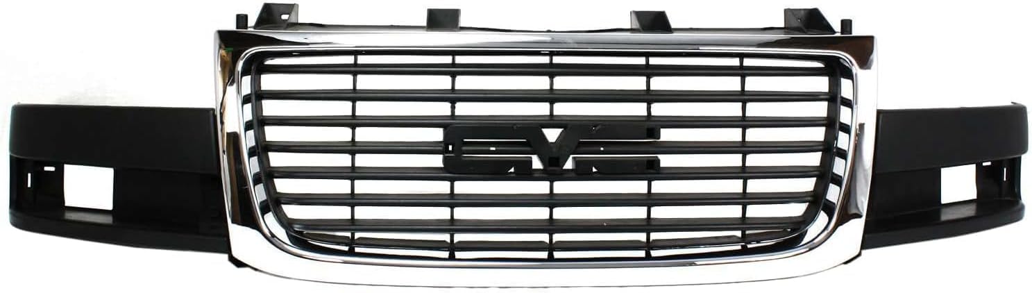 Front Grille Chrome Shell/Painted Black Insert Direct Replacement Compatible With 2003-2023 GMC Savana 1500 2500 3500 GM1200532 84689071