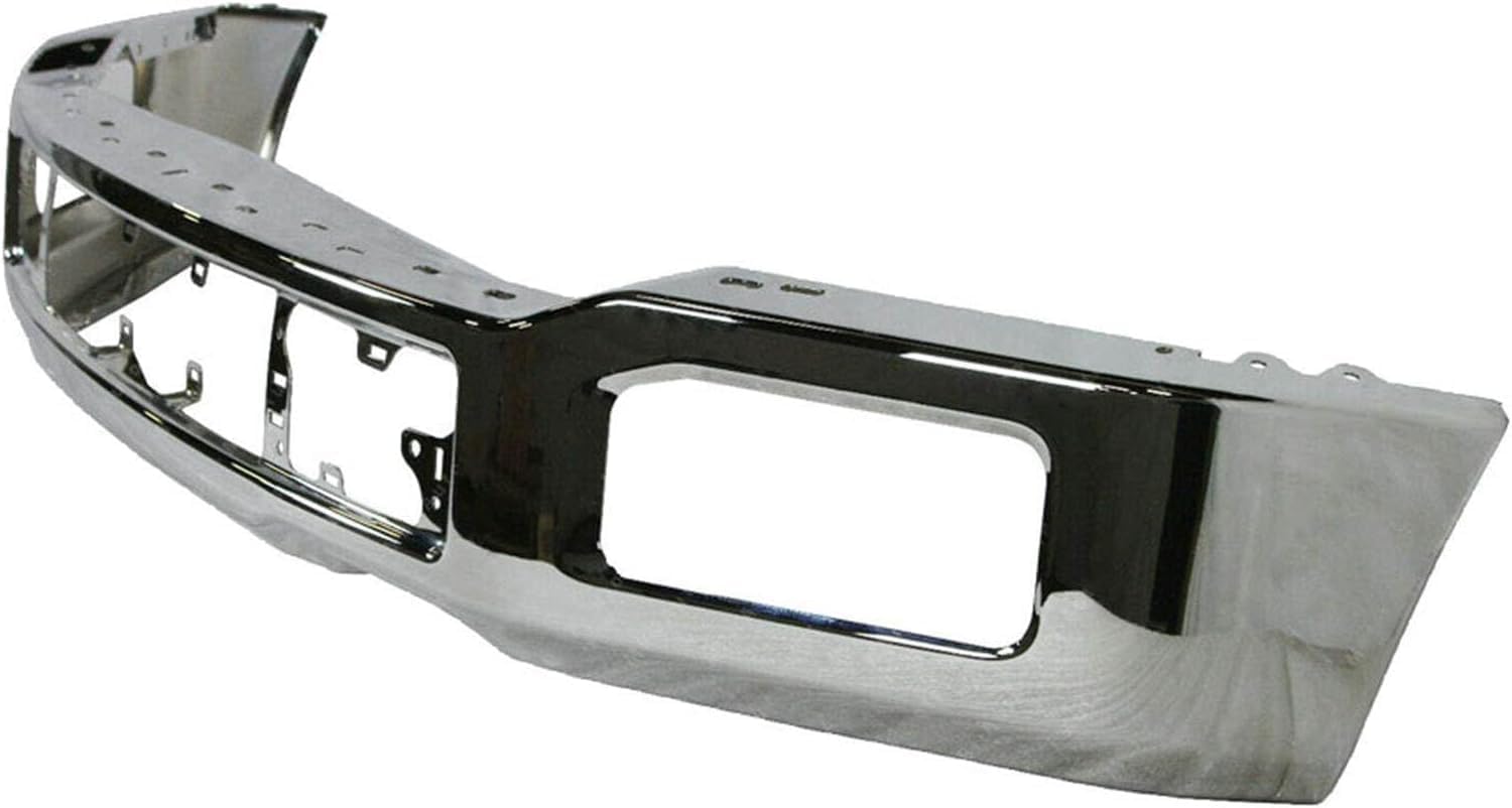 Front Bumper Face Bar Chrome Steel With Fog Light Holes Dricet Replacment Compatible With 2018-2020 Ford F-150 Pickup FO1002430 JL3Z17757A