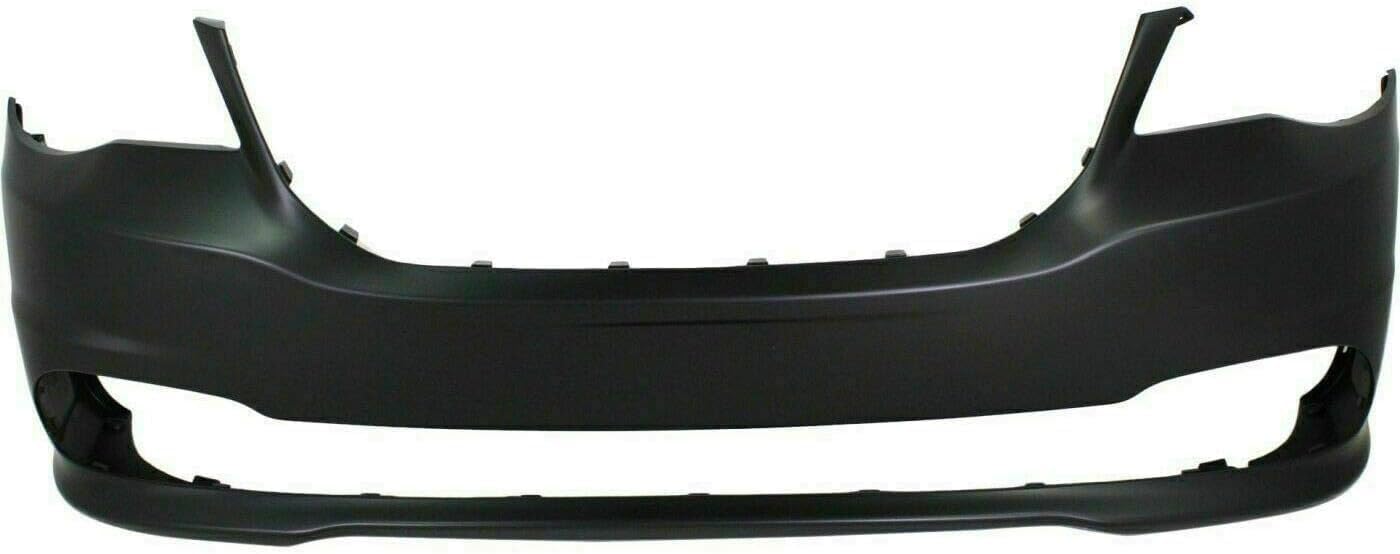 Front Bumper Cover Primed With Fog Light Holes + Lower Grille Textured Gray Direct Replacement Compatible With 2011-2020 Dodge Grand Caravan CH1000A02 CH1036115 68088966AA 68100690AA