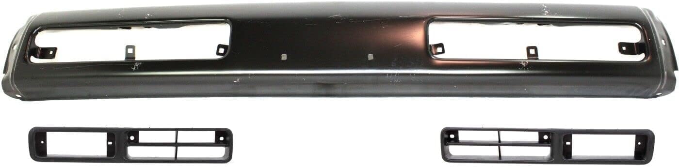 AUTOS PARTS PLUS Front Bumper Steel + Fog Light Molding Primed Left Driver & Right Passenger Side Direct Replacement Compatible With 1993-1995 Nissan Pickup NI1002102 NI1039101 NI1038101 6225655G00