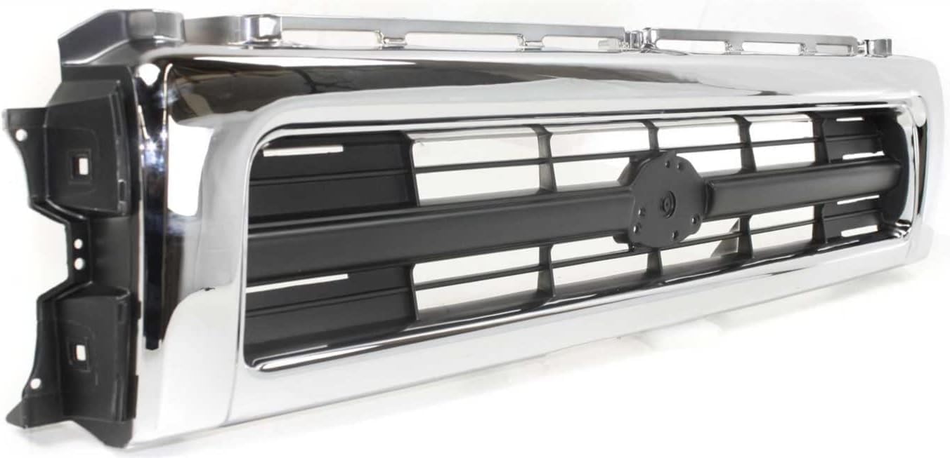 AUTOS PARTS PLUS Front Grille Chrome Shell/Painted Black Insert + Head Light Door Bezels Left Driver & Right Passenger Side Direct Replacement Compatible With 1992-1995 Toyota Pickup TO2512116