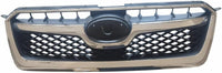 Front Bumper Cover Primed + Grille With Chrome Trims + Fog Lamps + Head Lights Left Driver And Right Passenger Side Direct Replacement Compatible With 2013-2015 Subaru XV Crosstrek