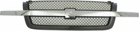 Front Bumper Chrome Steel + Grille + Upper Cover + Lower Valance Textured Direct Replacement Compatible With 2003-2006 Chevrolet Silverado 2500HD 3500 GM1051109 GM1200489 GM1002416